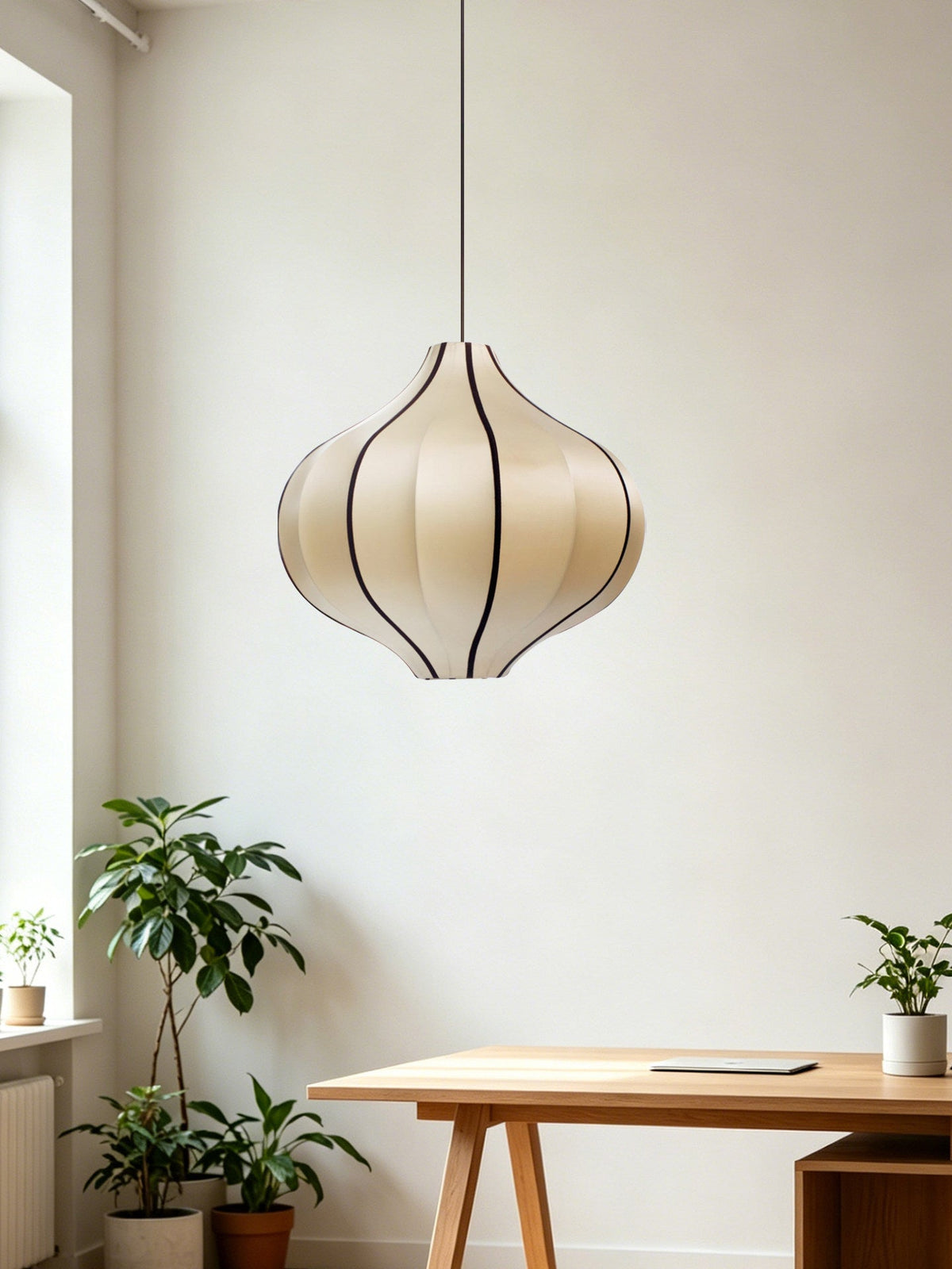 Garlic Fluted Fabric Pendant Lamp — product view 2