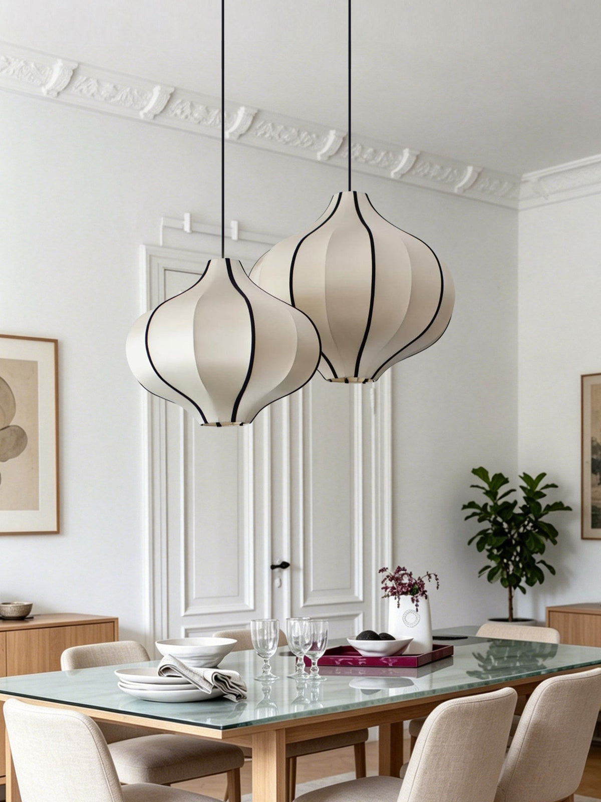 Garlic Fluted Fabric Pendant Lamp — product view 4