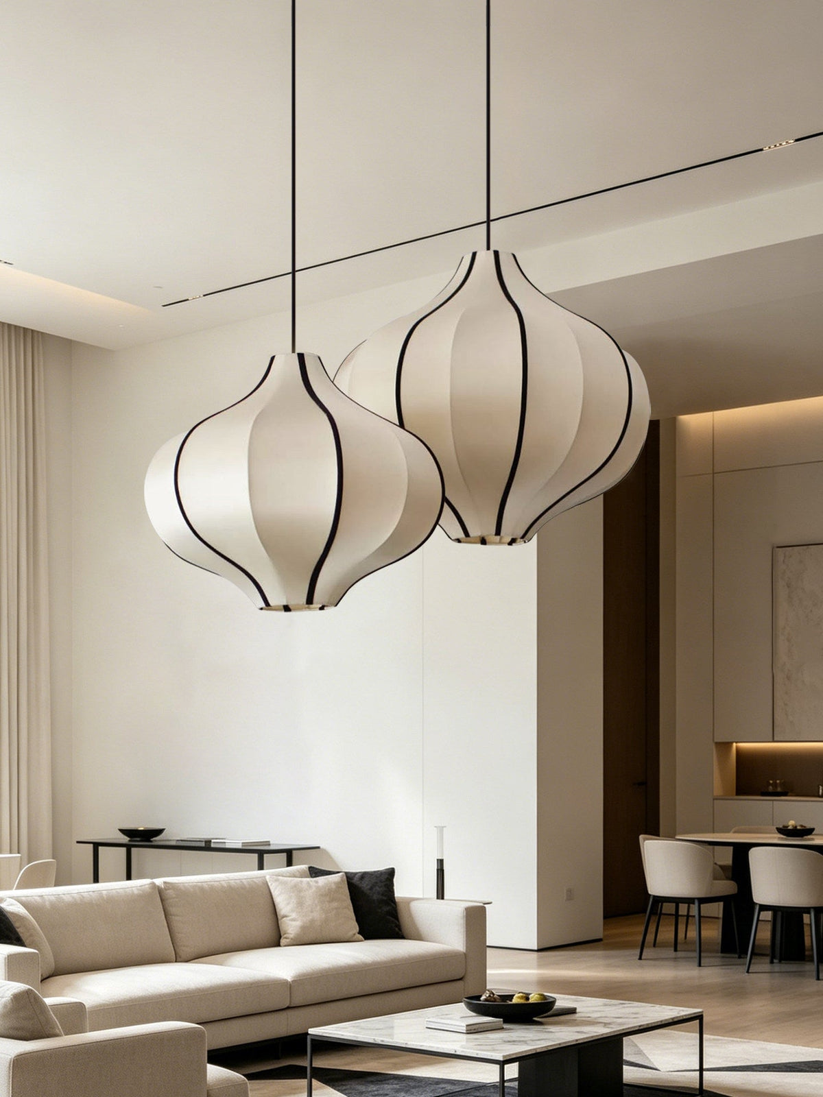 Garlic Fluted Fabric Pendant Lamp — product view 5