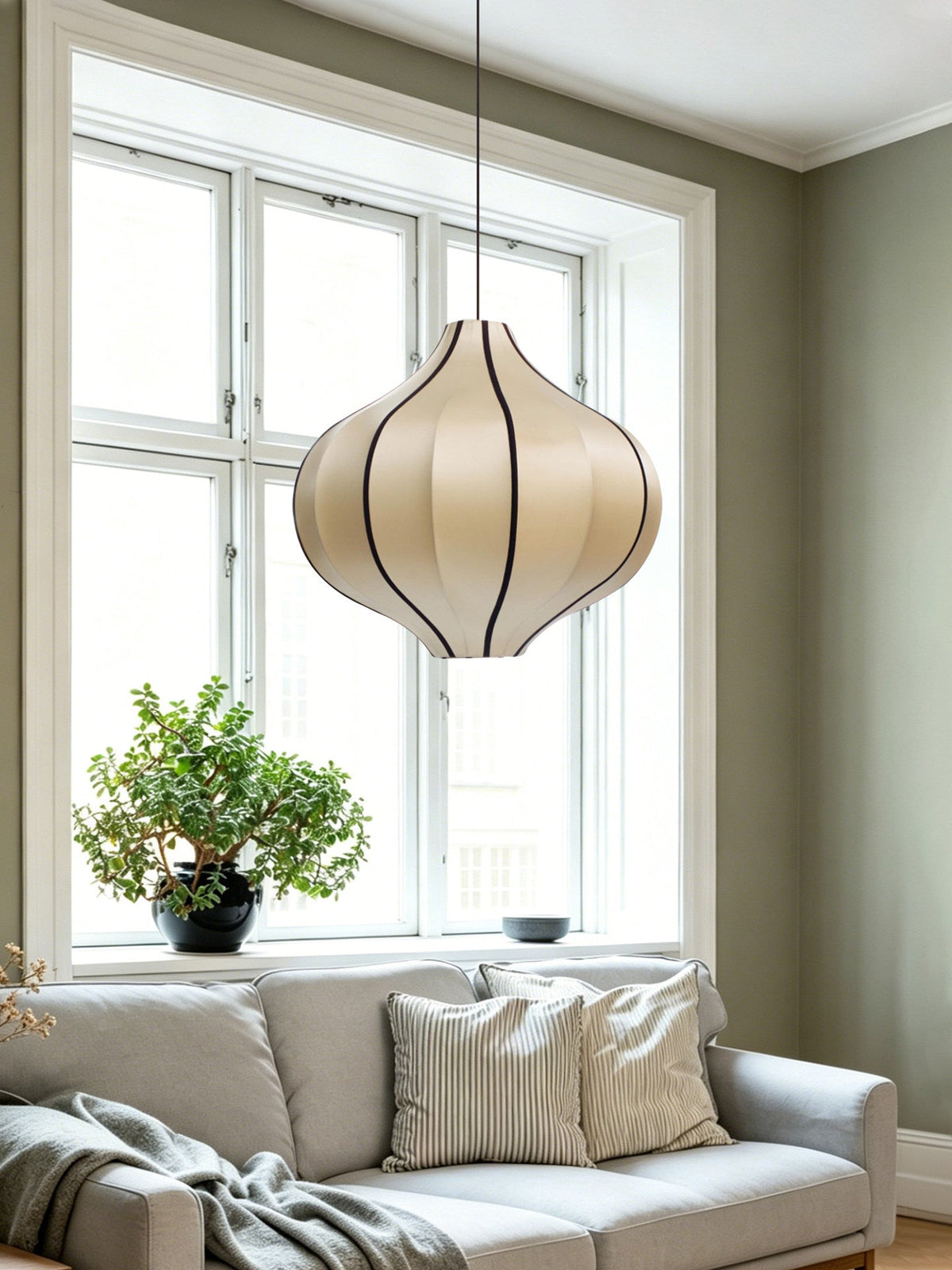 Garlic Fluted Fabric Pendant Lamp — product view 6