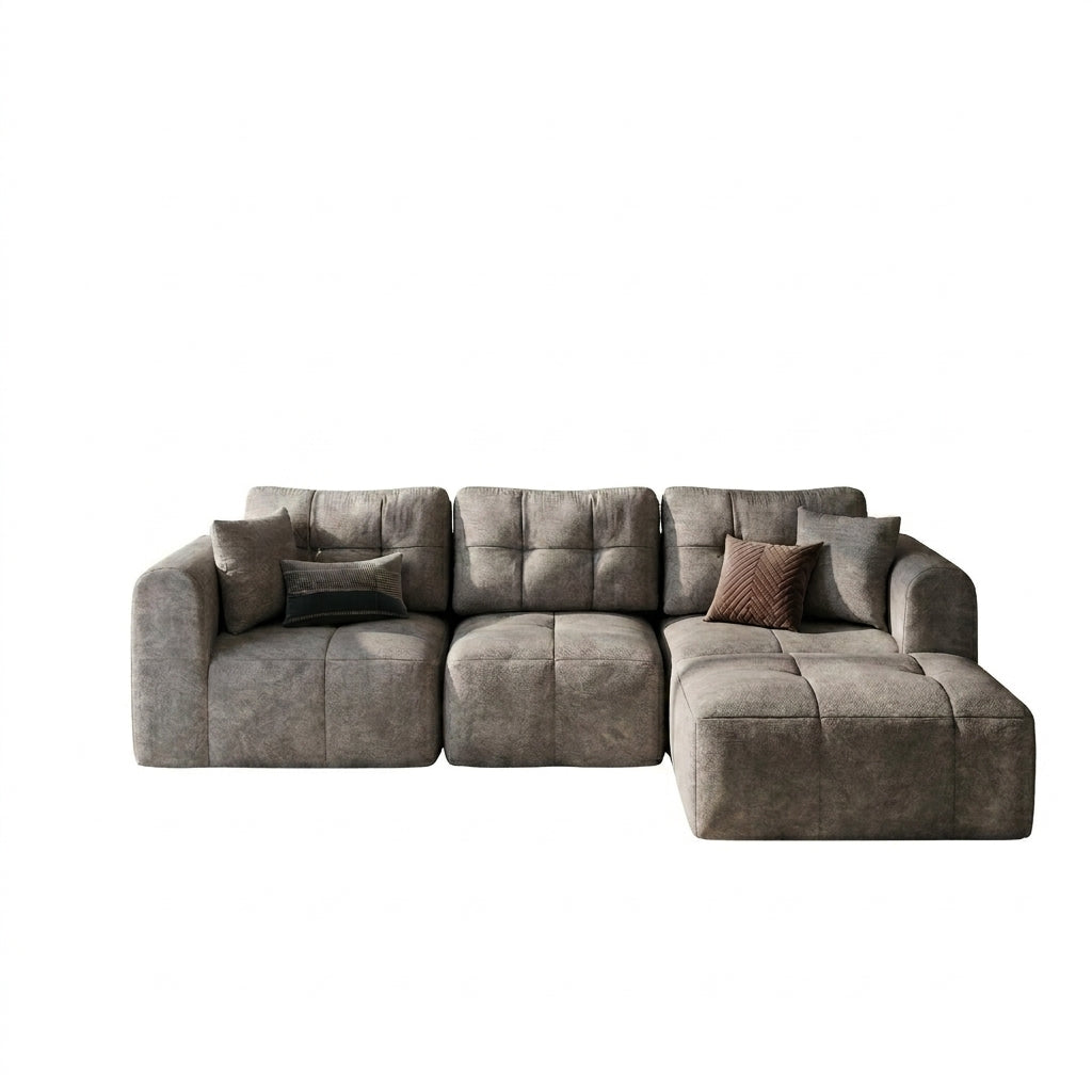 Flex Sofa | 110" L-Shape Boneless Chenille Sectional with Convertible Ottoman — product view 6