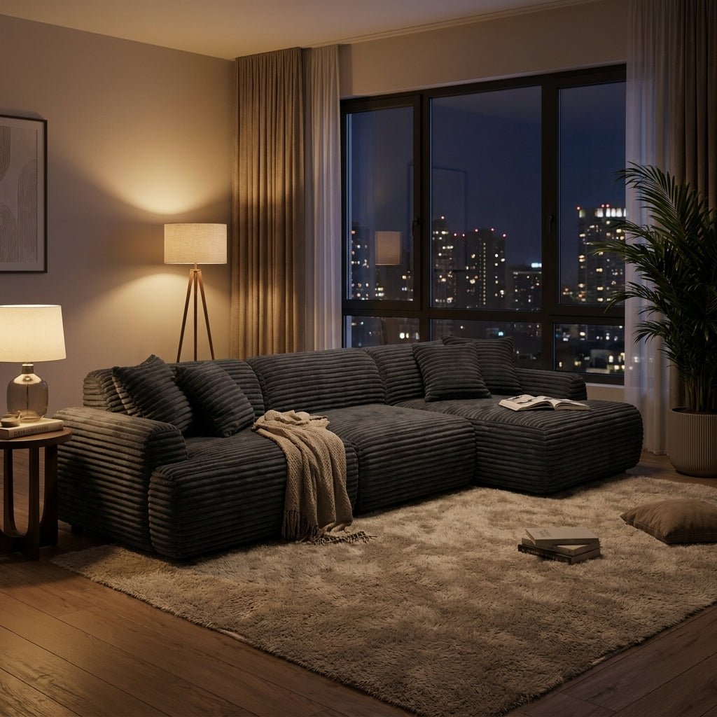 Cloud Sofa | 105" L-Shape Boneless Corduroy Sectional with Washable Cover — product view 3