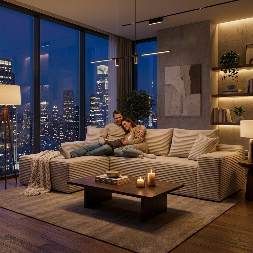Cloud Sofa | 105" Reversible L-Shape Corduroy Sectional with Chaise — product view 3