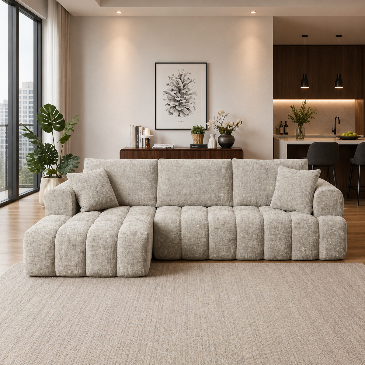 Cloud Sofa | 108" Marshmallow Modular L-Shape Chenille Sectional with Deep Seat — product view 1