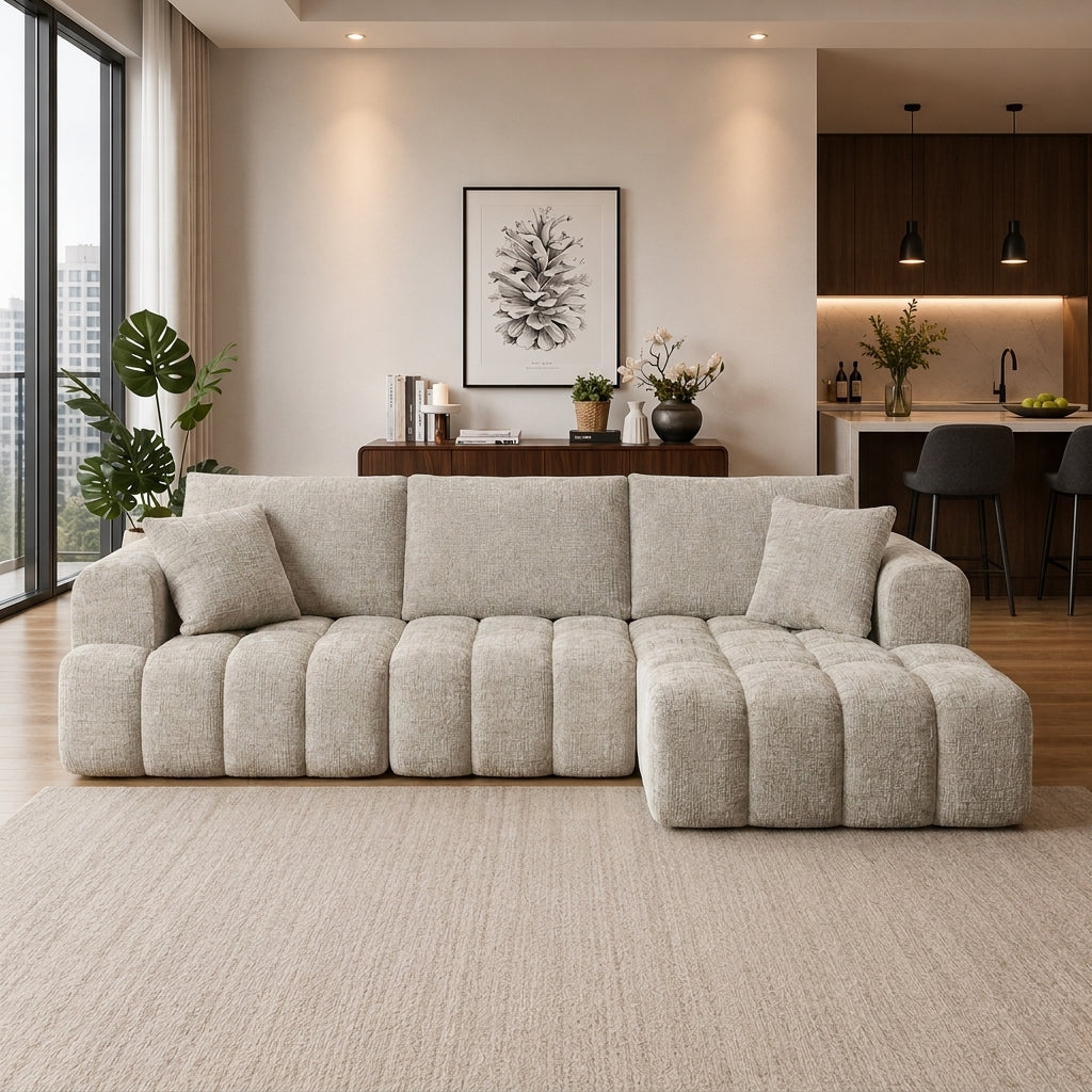 Cloud Sofa | 108" Marshmallow Modular L-Shape Chenille Sectional with Deep Seat — product view 2