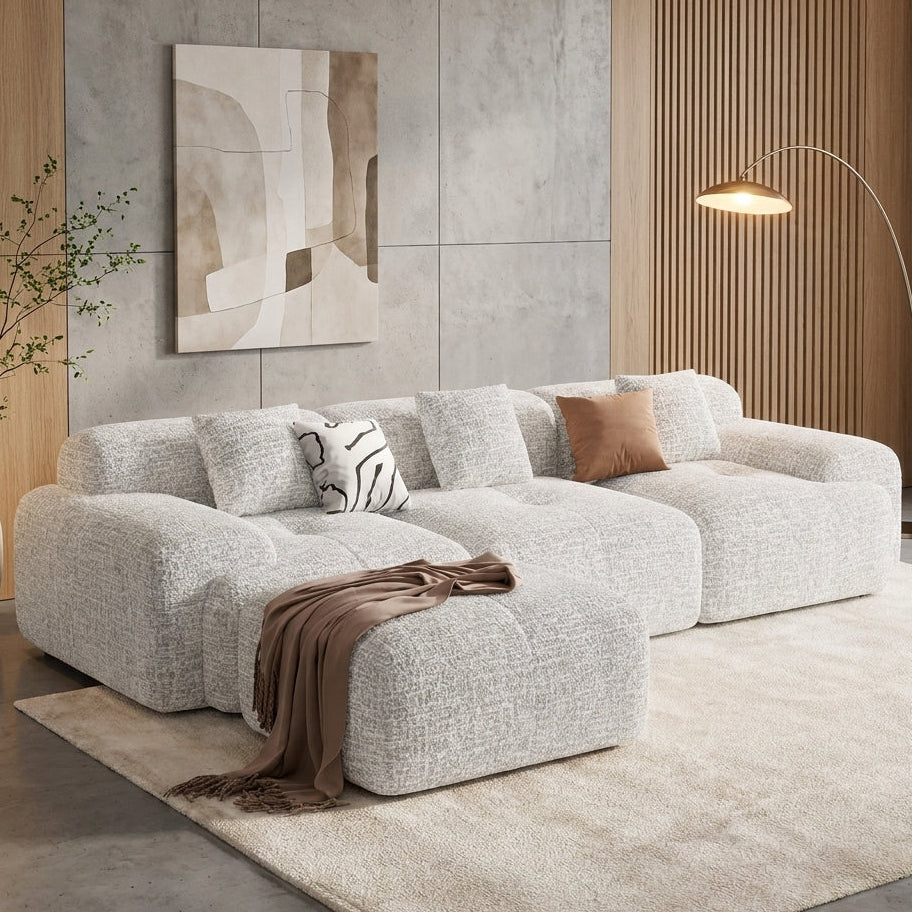 Flex Sofa | 122" Modular L-Shape Boneless Chenille Sectional with Ottoman — product view 5