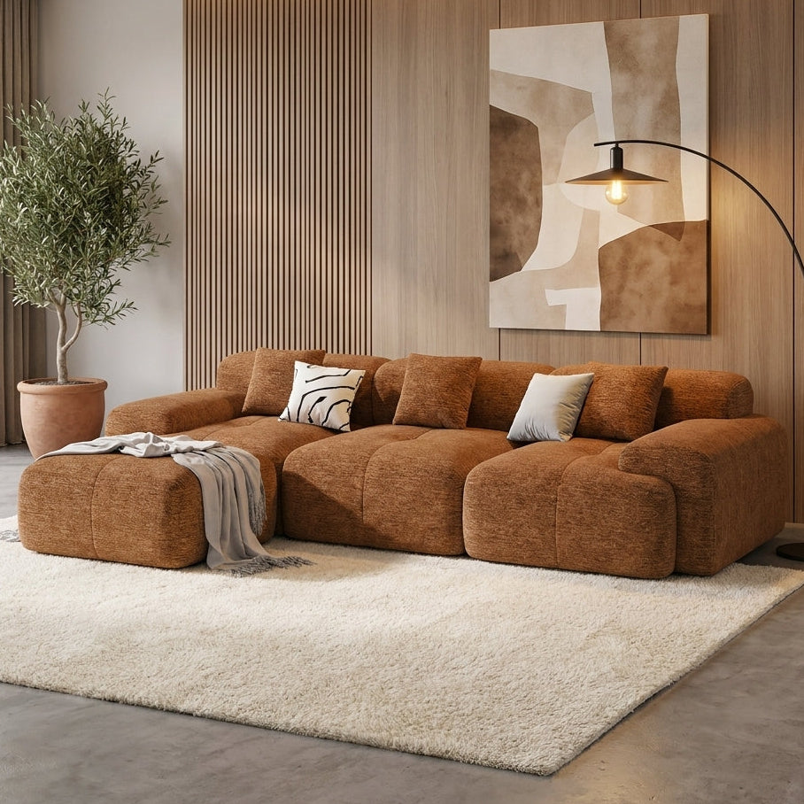 Flex Sofa | 122" Modular L-Shape Boneless Chenille Sectional with Ottoman — product view 4