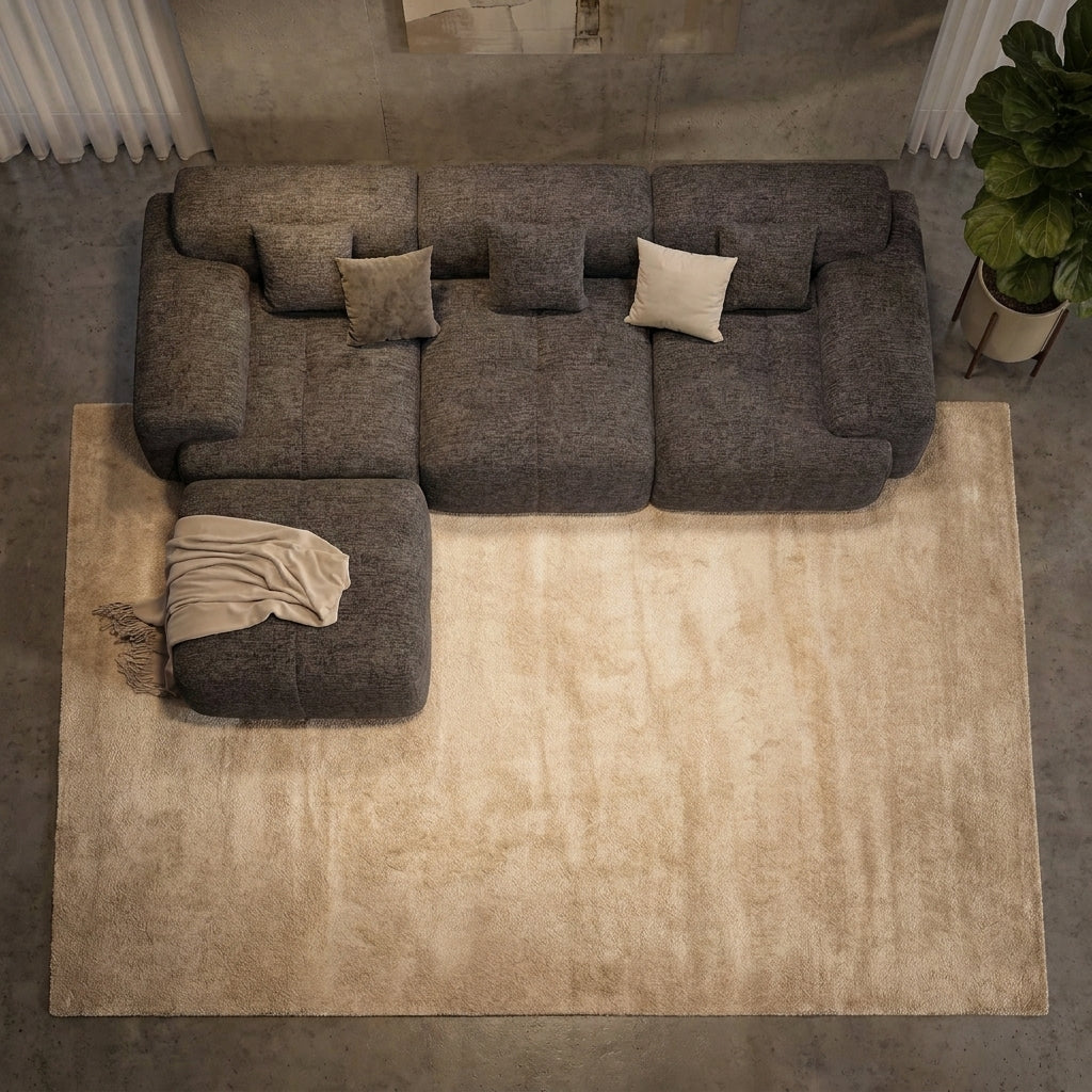 Flex Sofa | 122" Modular L-Shape Boneless Chenille Sectional with Ottoman — product view 3