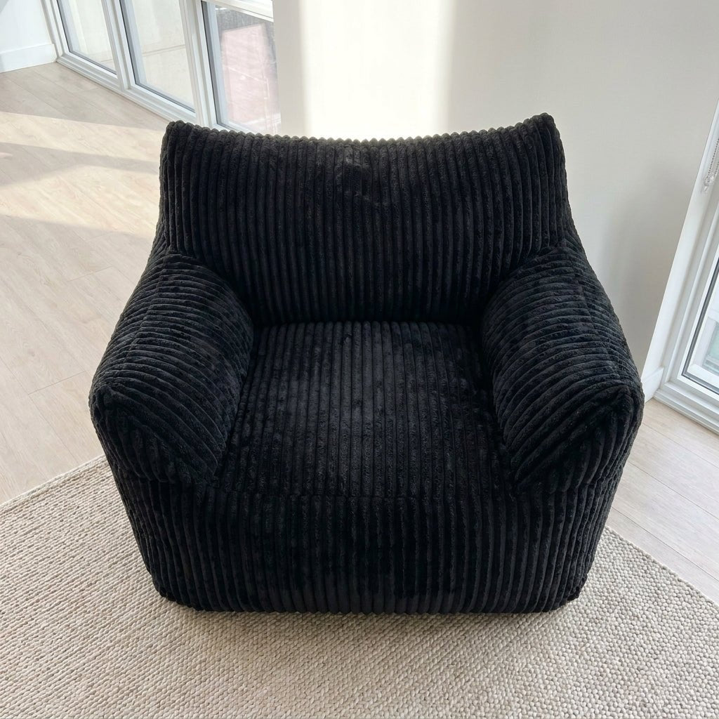 Sleeper Sofa | Oversized Fuzzy Bean Bag Lounge Chair with Armrests — product view 4