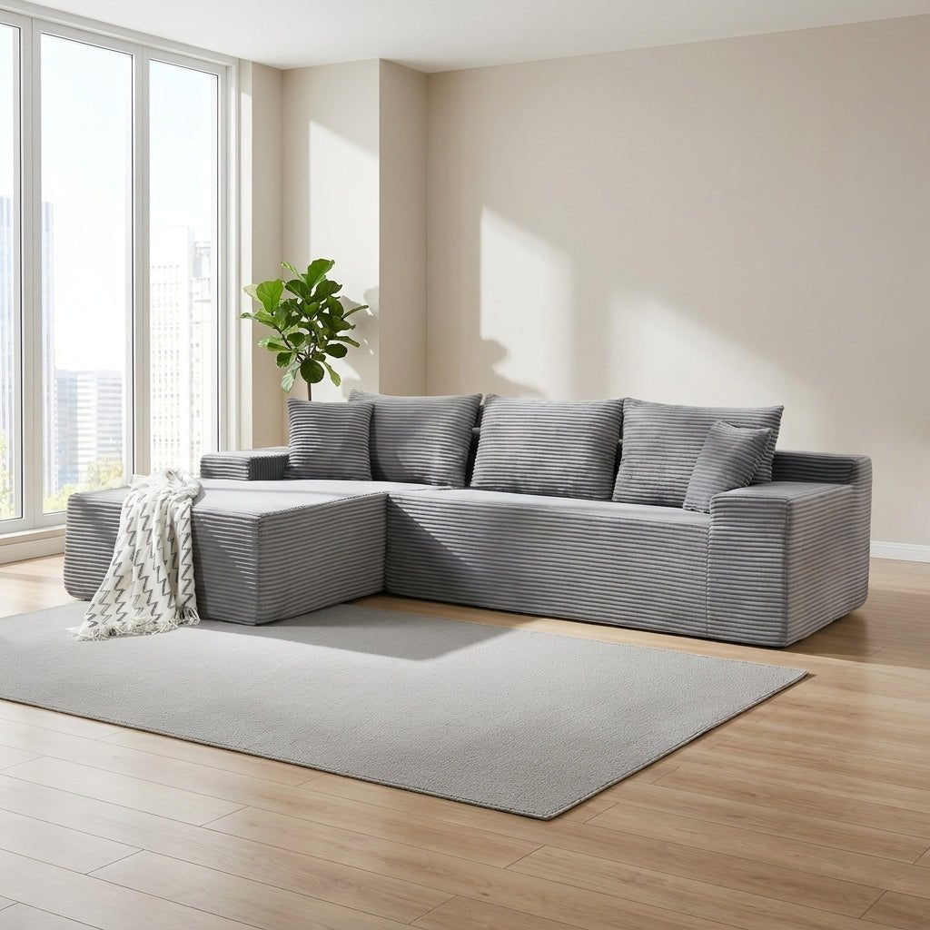 Cloud Sofa | 105" Reversible L-Shape Corduroy Sectional with Chaise — product view 5