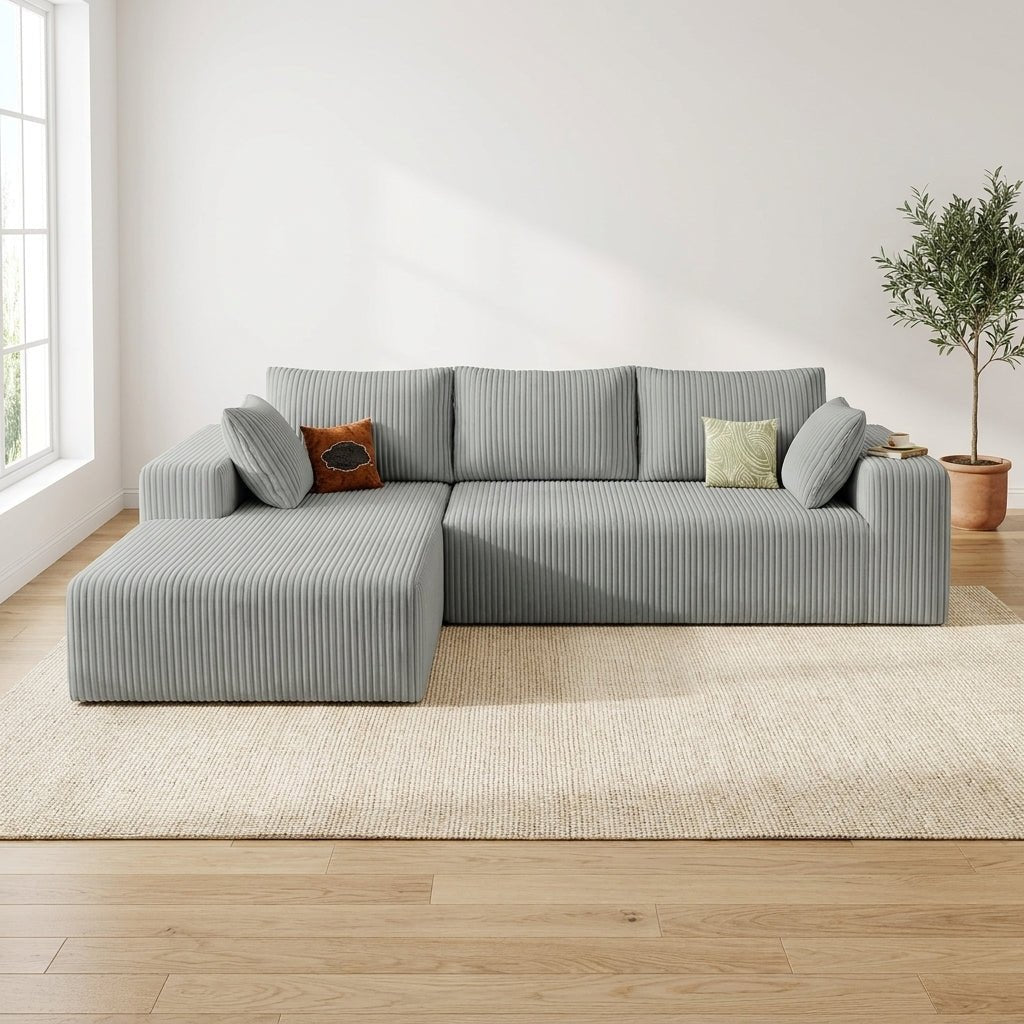 Cloud Sofa | 96" Modular L-Shape Corduroy Sectional with Chaise — product view 1