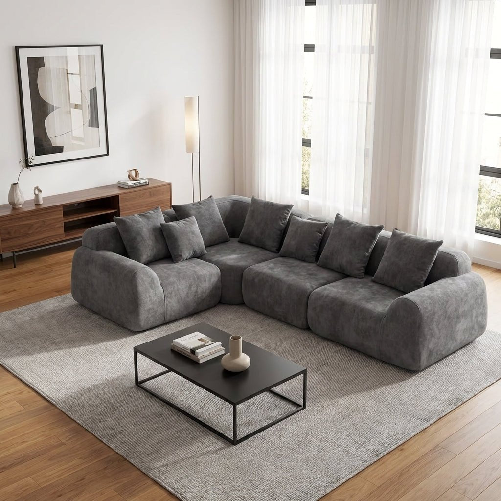Flex Sofa | 118" Curved Velvet Boneless Sectional with L-Shape Chaise — product view 1