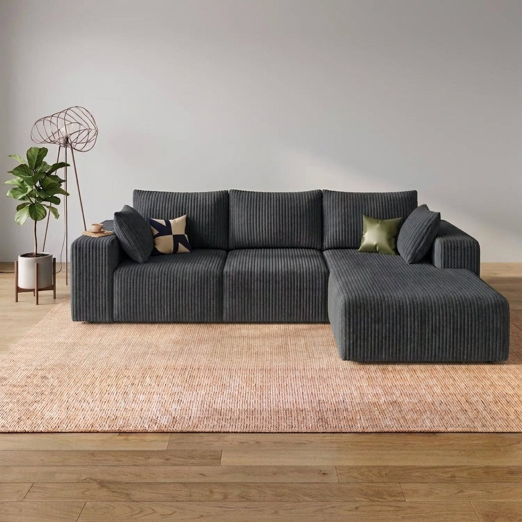 Cloud Sofa | 96" Modular L-Shape Corduroy Sectional with Chaise — product view 7