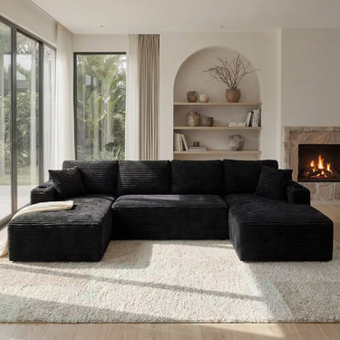 Cloud Sofa | 125" Modular U-Shape Boneless Cloud Couch with Double Chaise
