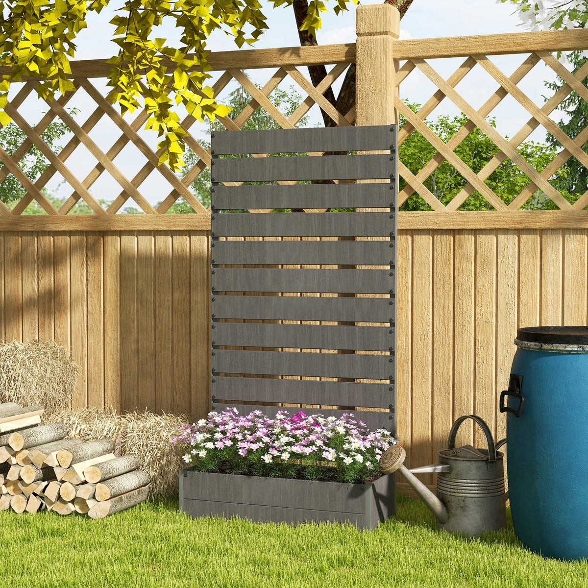 35.6" x 15" x 70.9" Raised Garden Bed with Trellis, Dark Grey — product view 3