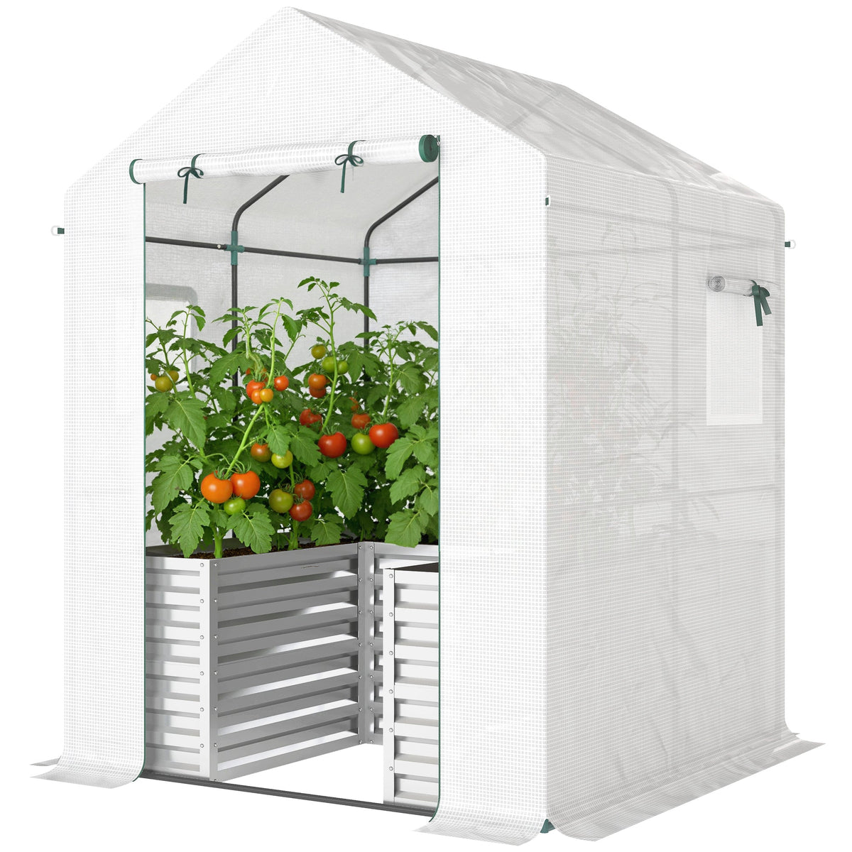 56" x 56" x 75" Raised Garden Bed Greenhouse with PE Cover, White — product view 2
