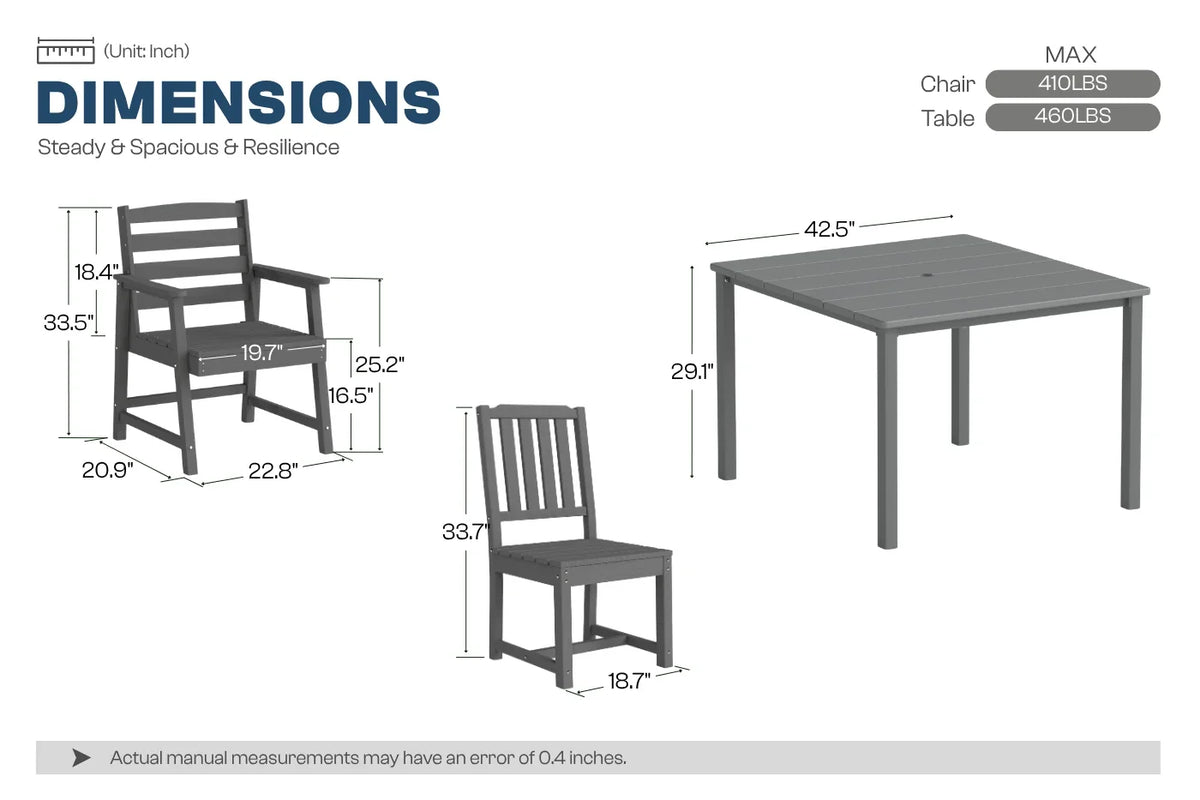 Perli™ HDPE Square Outdoor Dining Set — product view 4