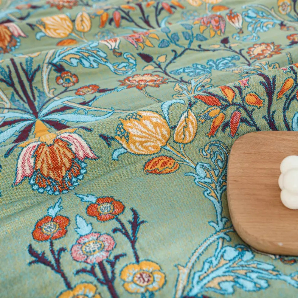 LoungeYard | Greenery Floral Cotton Tassel Blanket — product view 3