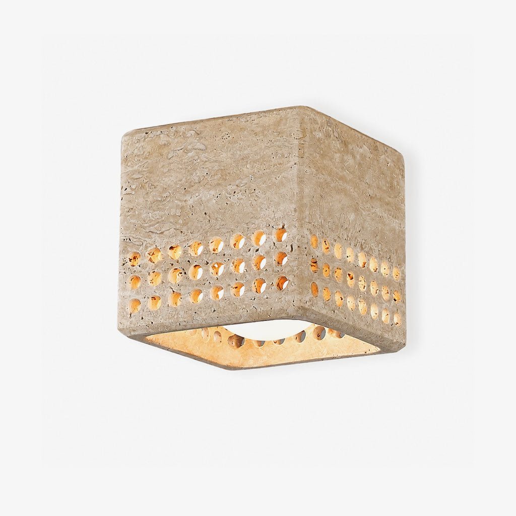 Grotto Travertine Flush Mount Light — product view 1