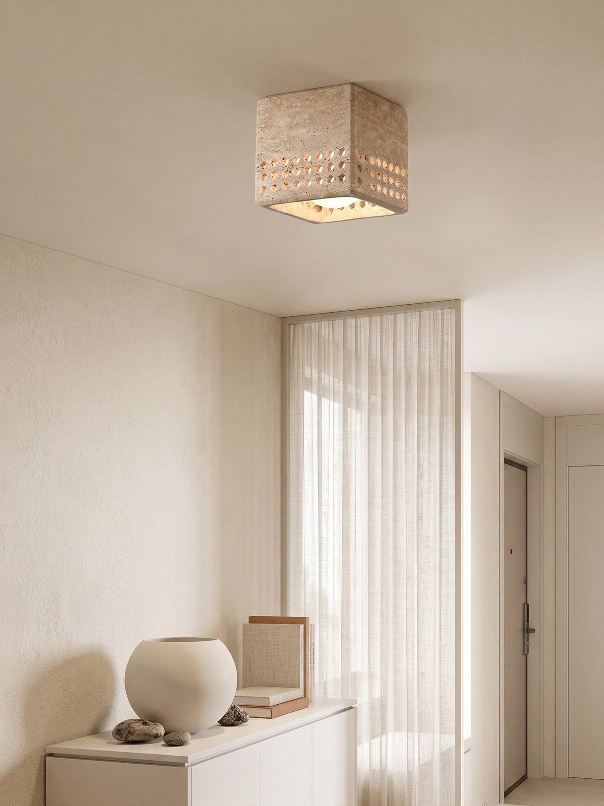 Grotto Travertine Flush Mount Light — product view 4