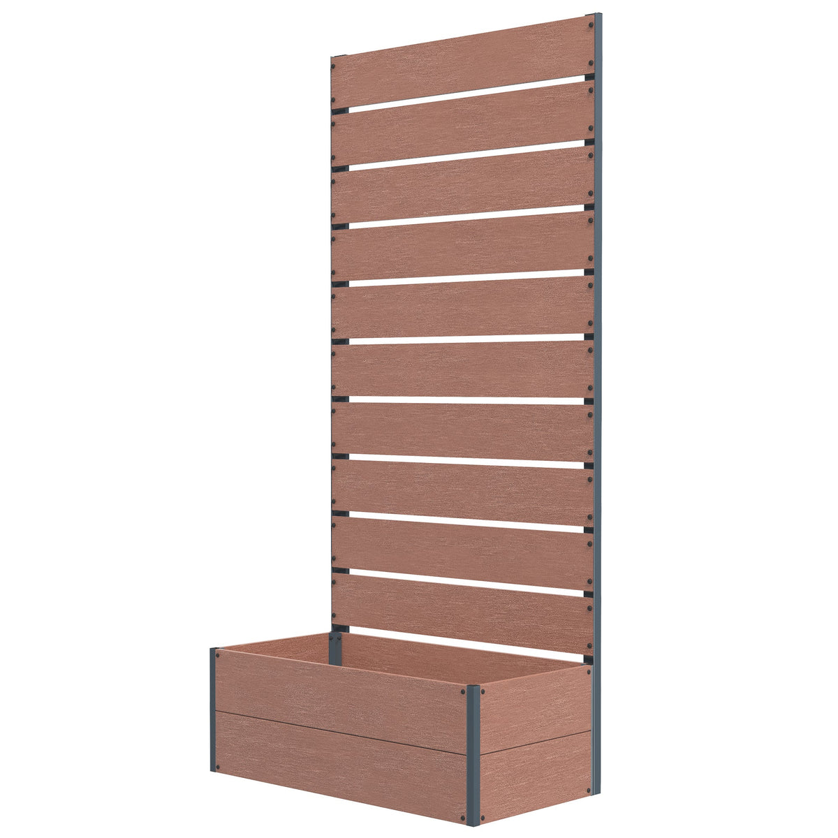 28" x 15" x 59" Raised Garden Bed with Trellis, Light Brown — product view 2