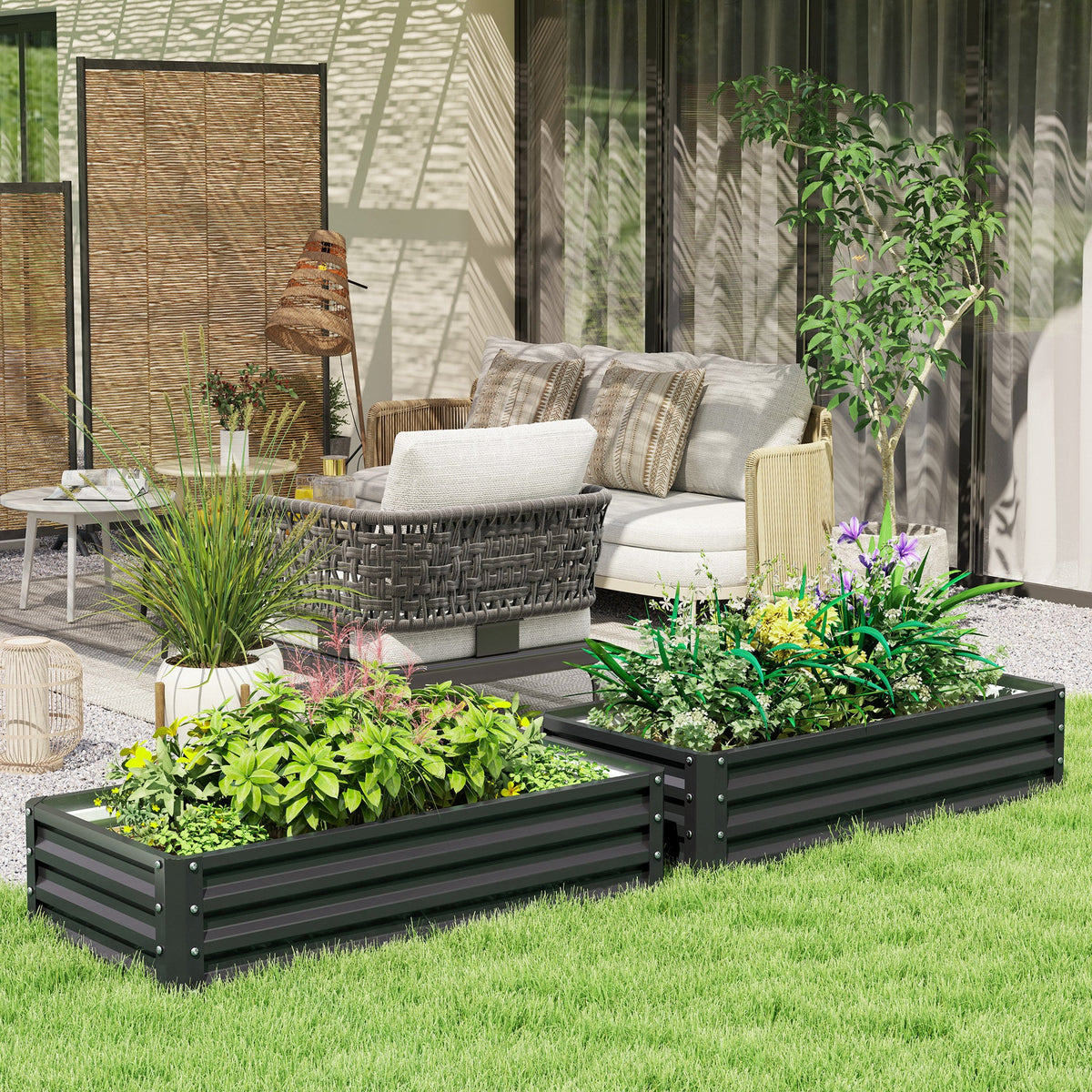 Galvanized Raised Garden Bed, 4' x 2' x 1' Metal Planter Box, for Growing Vegetables, Flowers, Herbs, Succulents, Gray — product view 3
