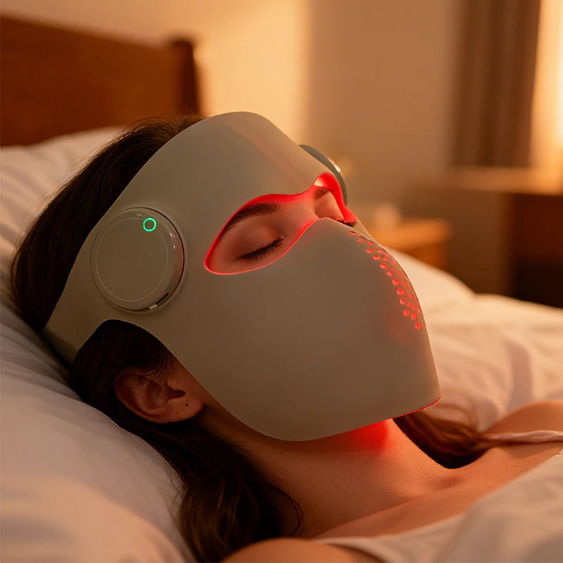 Red Light Therapy Mask - 7-Color LED Face Mask with Red & Near-Infrared Light, Silicone, Rechargeable