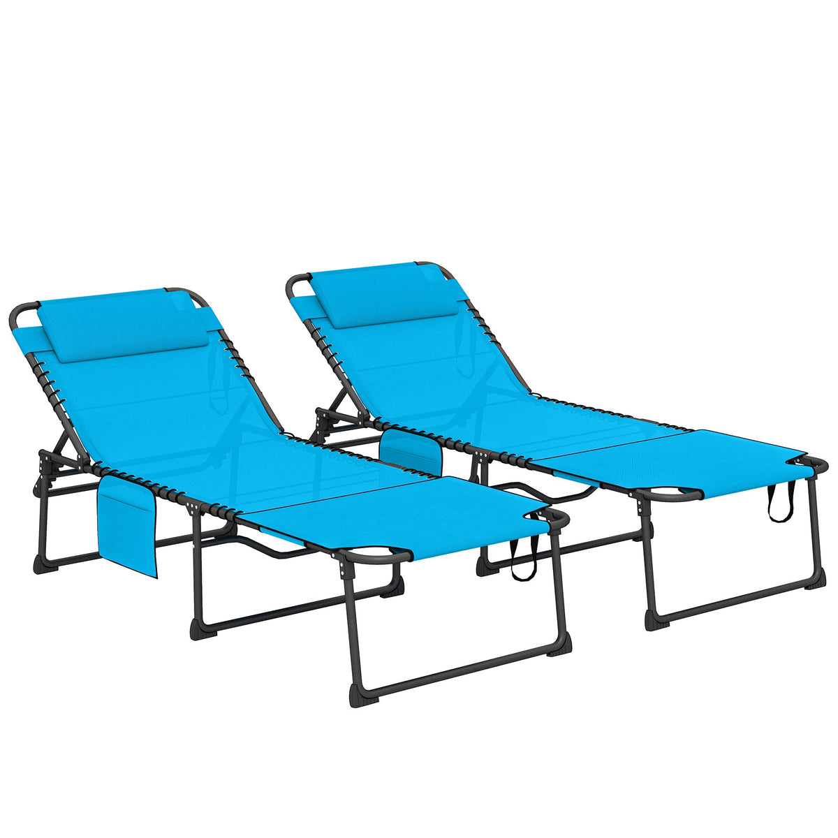 2-Piece Folding Chaise Lounge with Face Hole, Blue — product view 1