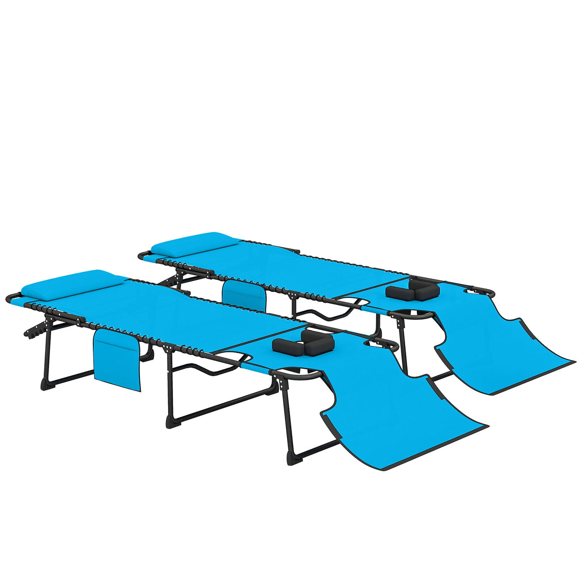 2-Piece Folding Chaise Lounge with Face Hole, Blue — product view 2