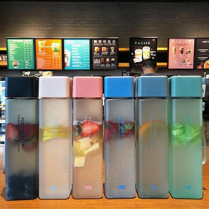LoungeYard | Transparent Square Classy Water Bottle Thermos — product view 2