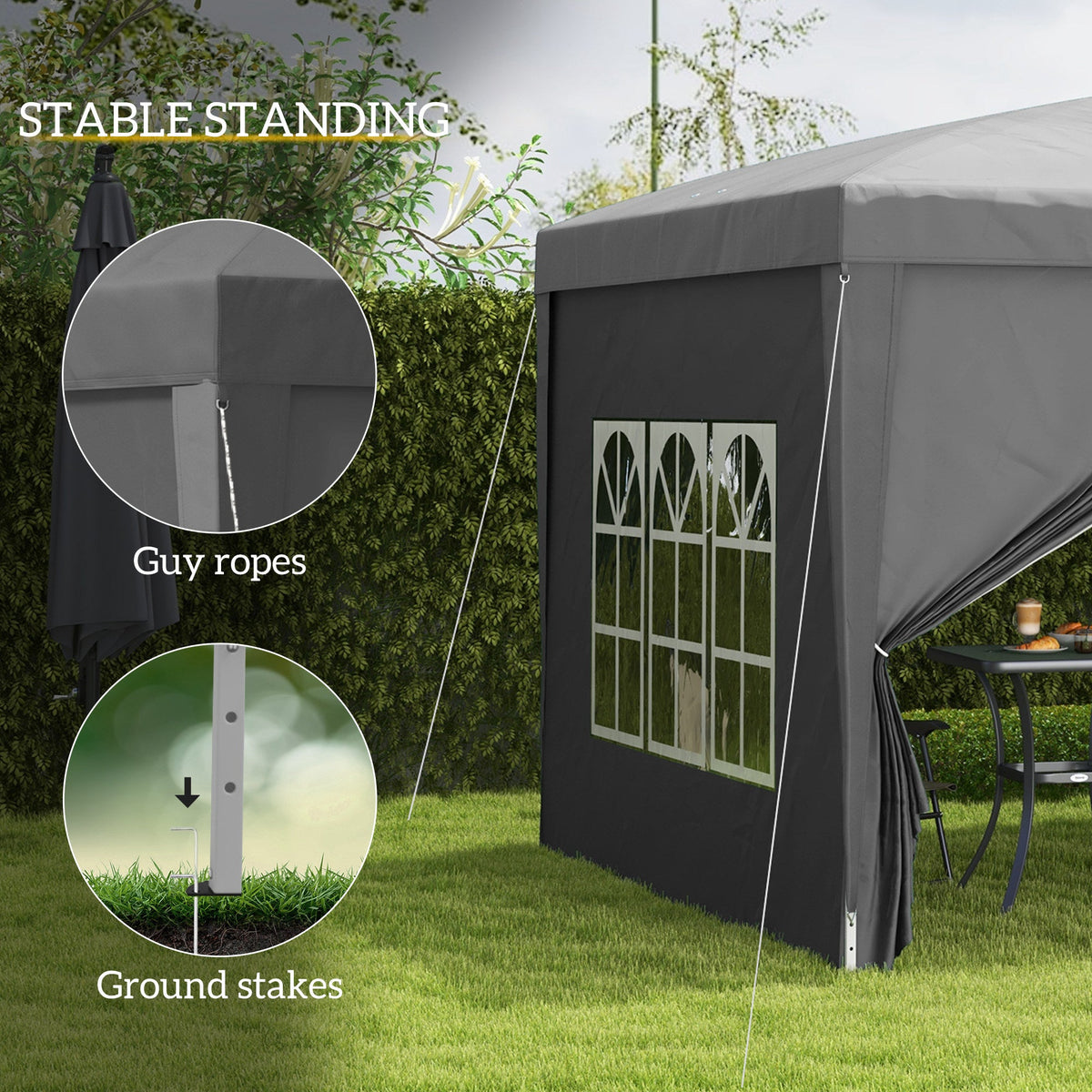 10' x 10' Pop-Up Party Tent Canopy with Carrying Bag, Grey — product view 7