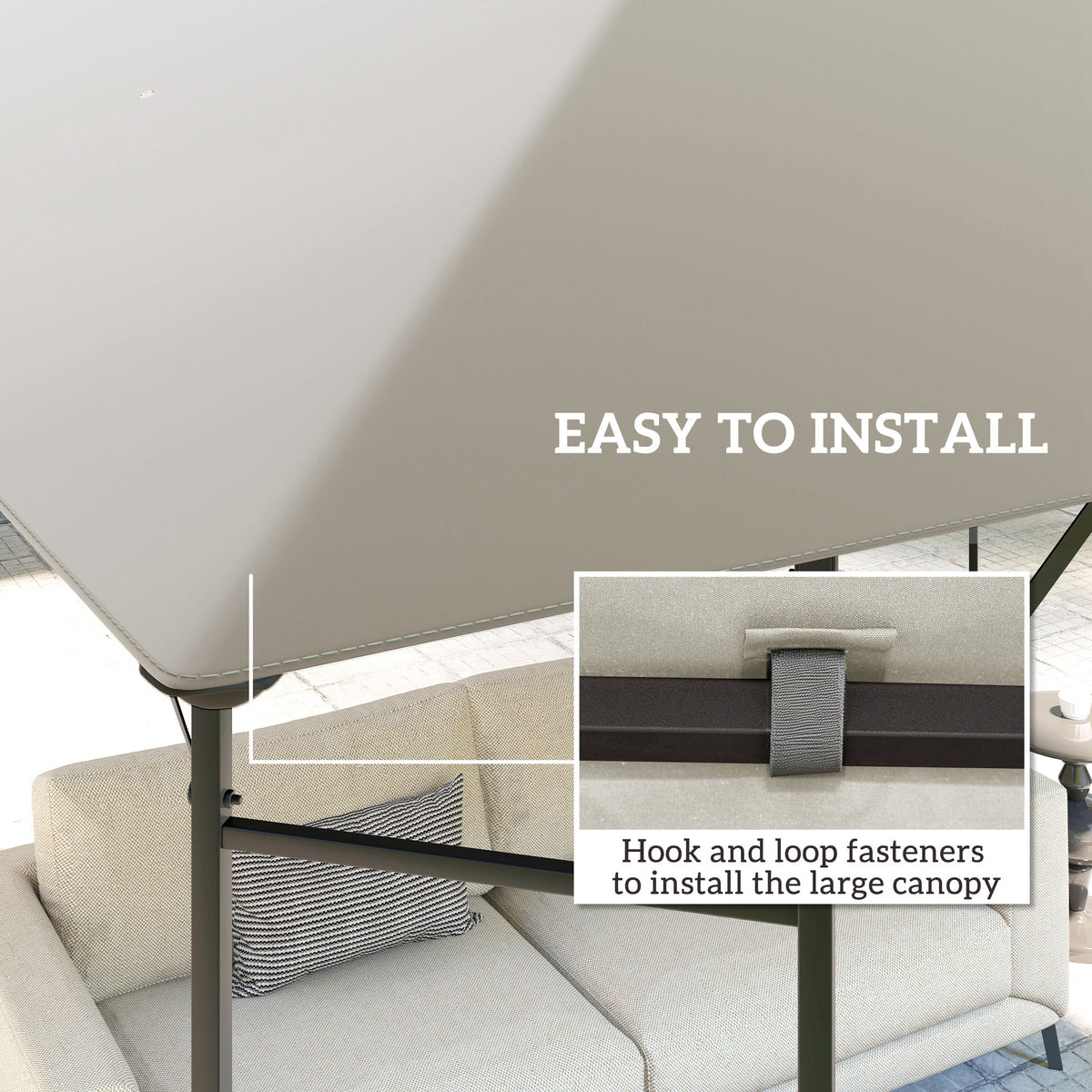 10' x 10' Gazebo Replacement Canopy Top Cover with Drain Holes, Grey — product view 7