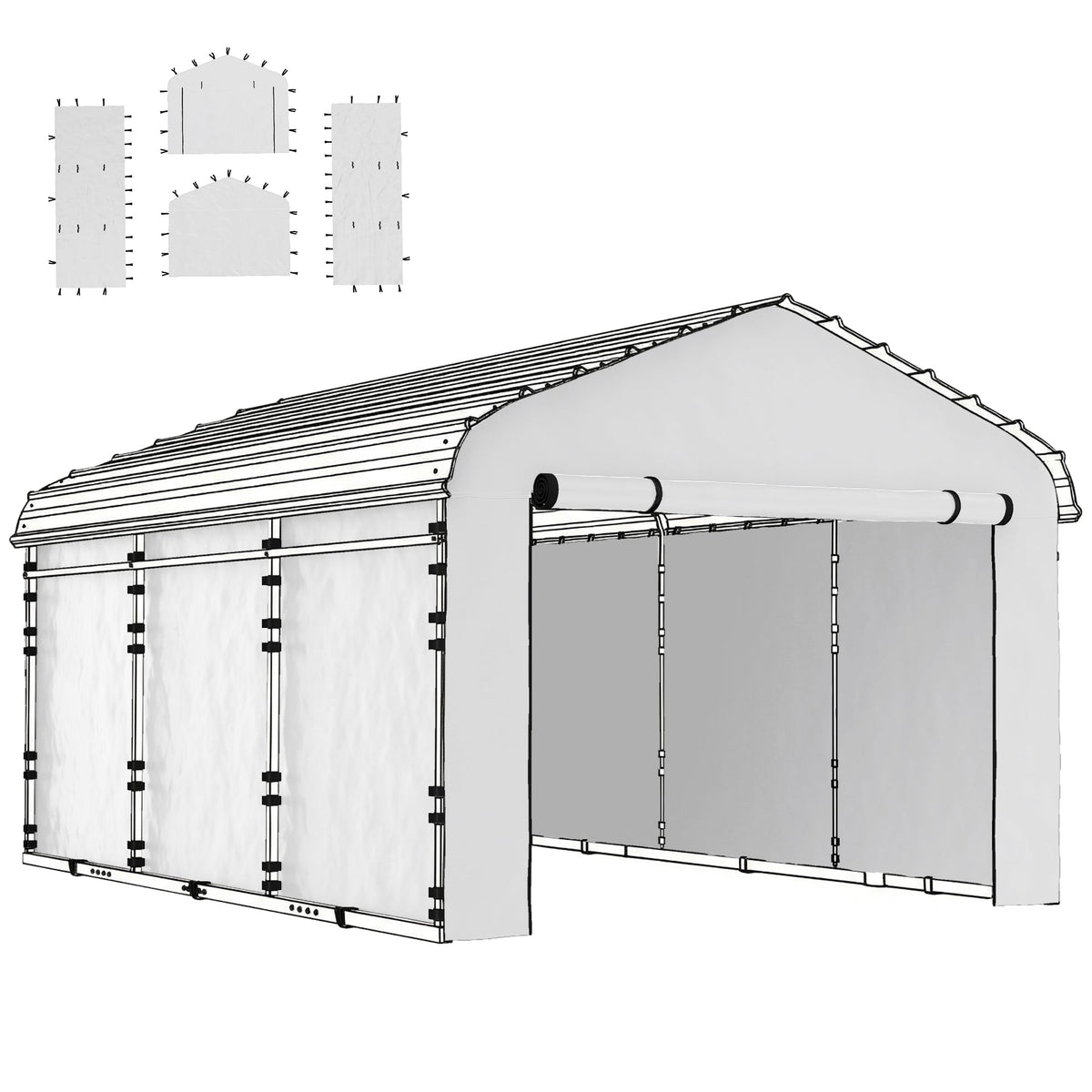 Carport Sidewall Panels Set of 4 for 12' x 20' Carports, White — product view 1