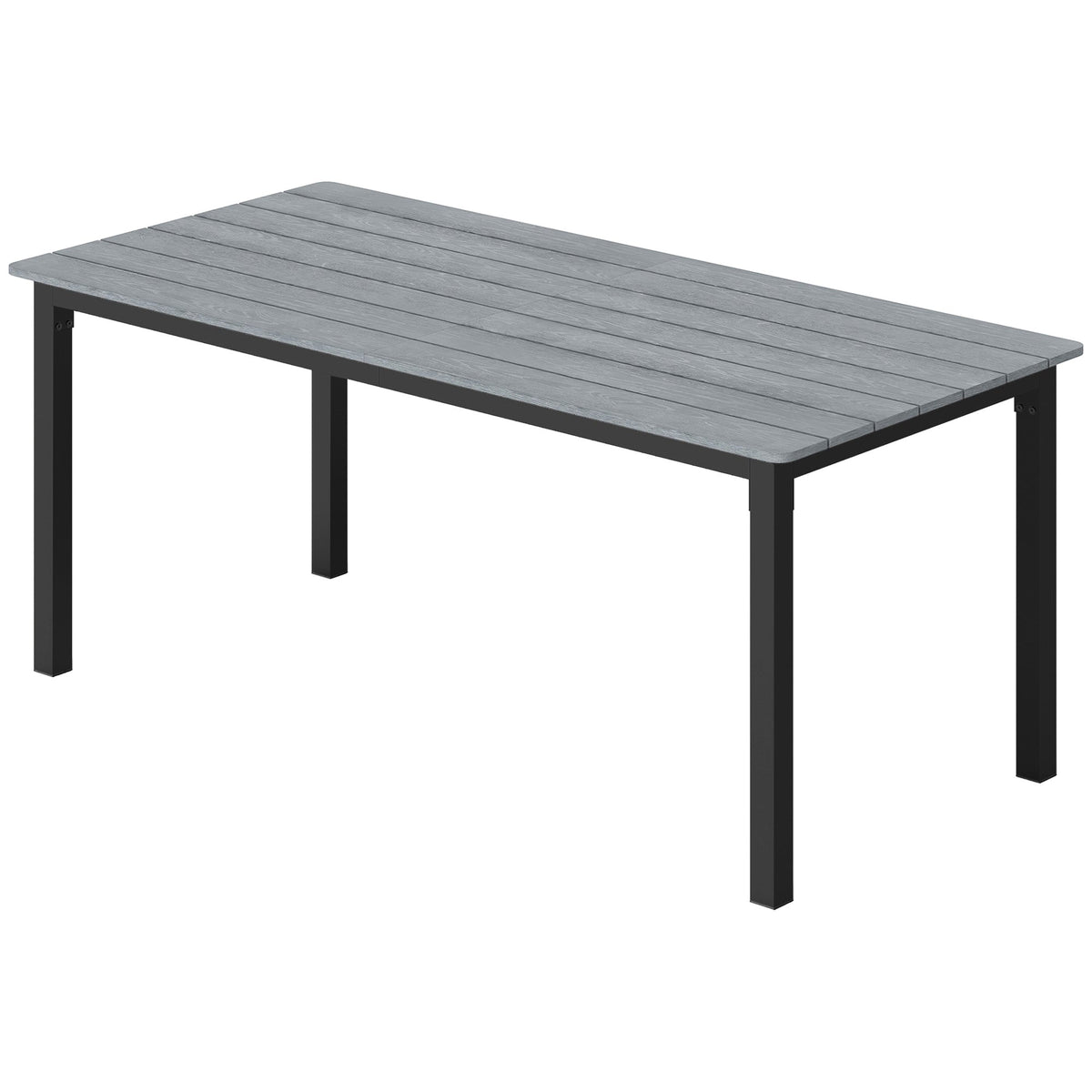 180 x 86 cm Garden Dining Table for 6-8 with Wood Slatted Top, Grey — product view 2