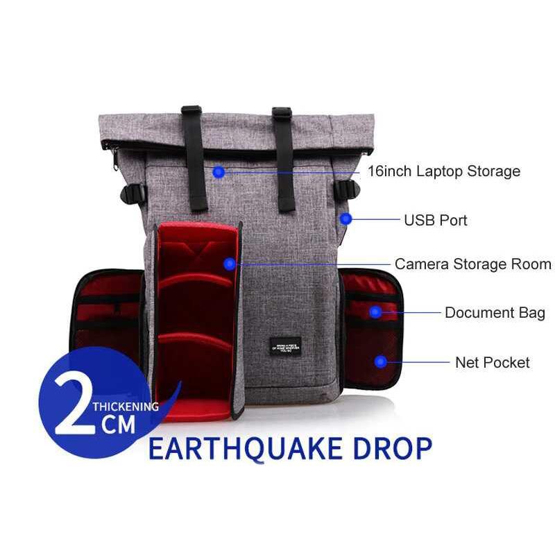 LoungeYard | Multi-Functional Waterproof DSLR Camera Travel Bag With USB Port — product view 4