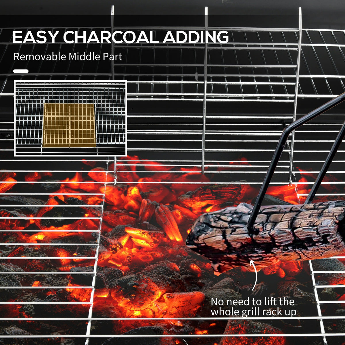 Portable Barrel Charcoal BBQ Trolley Smoker with Wheels, Black — product view 7
