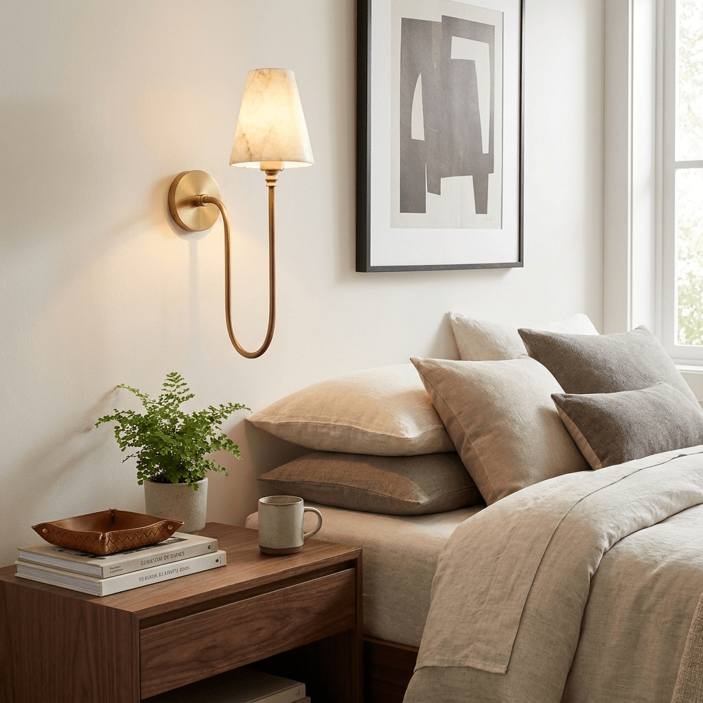 Harlow Alabaster Cone Sconce — product view 2