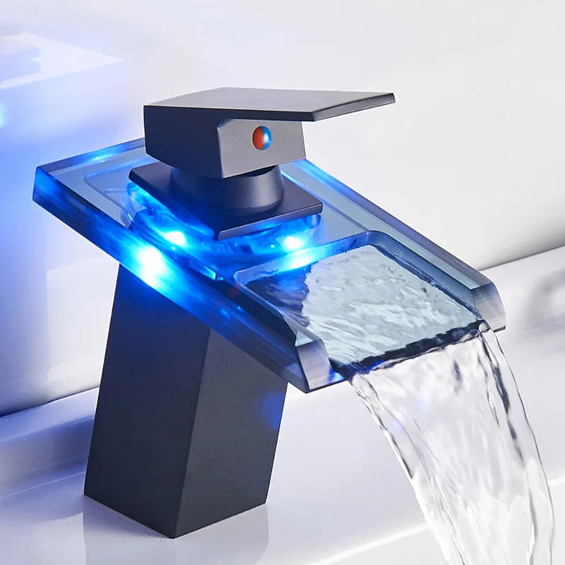 LoungeYard | LED Brass Waterfall Modern Faucet — product view 1