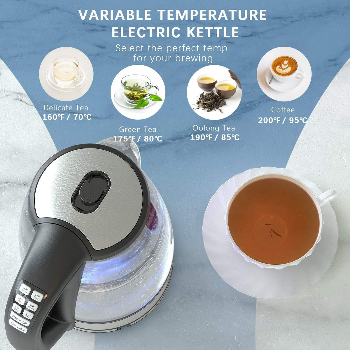 LoungeYard | Smart Auto Temperature Electric Kettle — product view 3