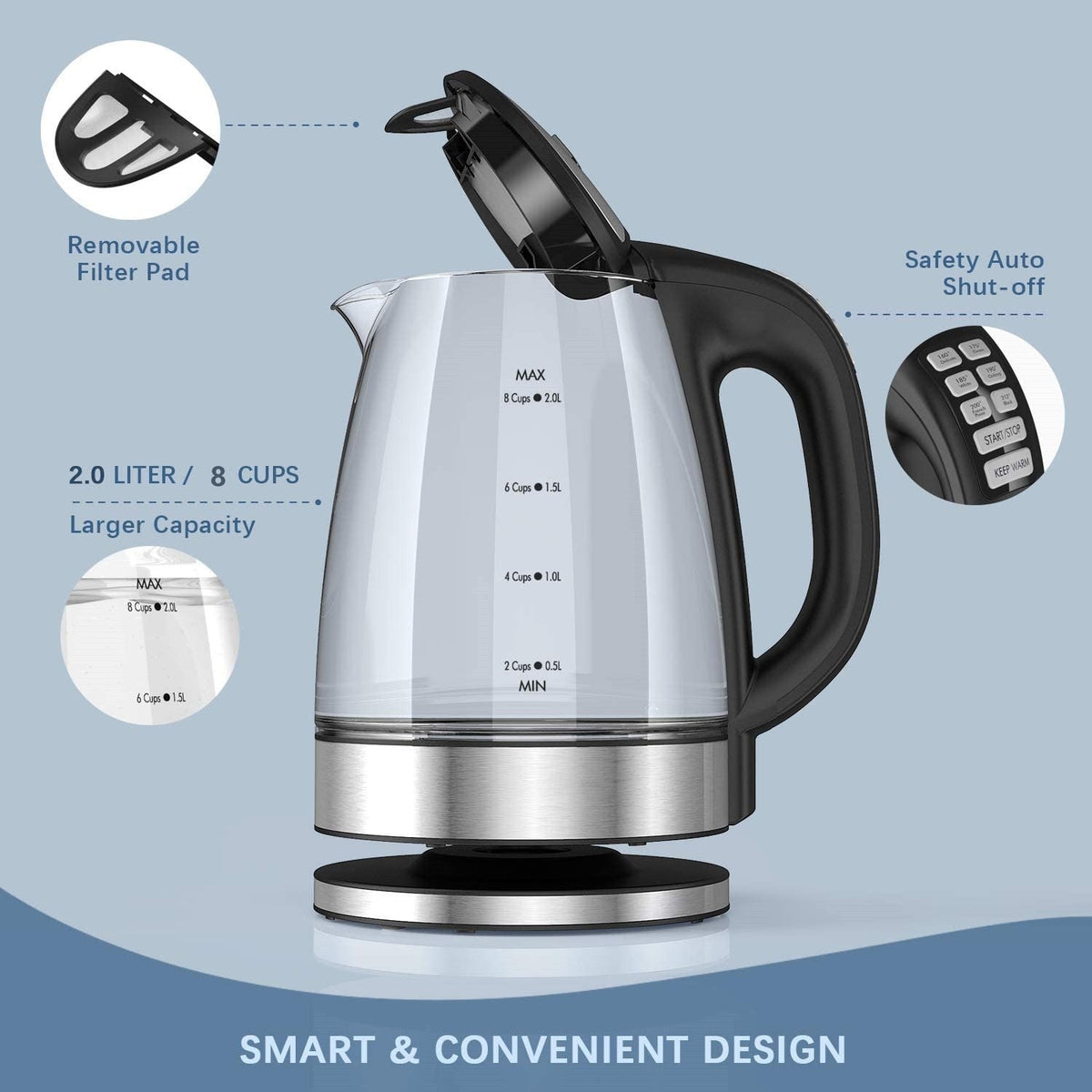 LoungeYard | Smart Auto Temperature Electric Kettle — product view 4