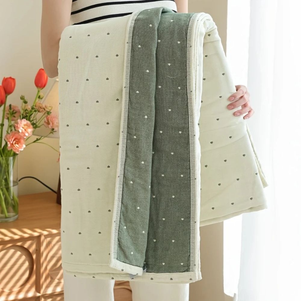 LoungeYard | Heart Stitched Double-Spliced Cotton Gauze Blanket — product view 5