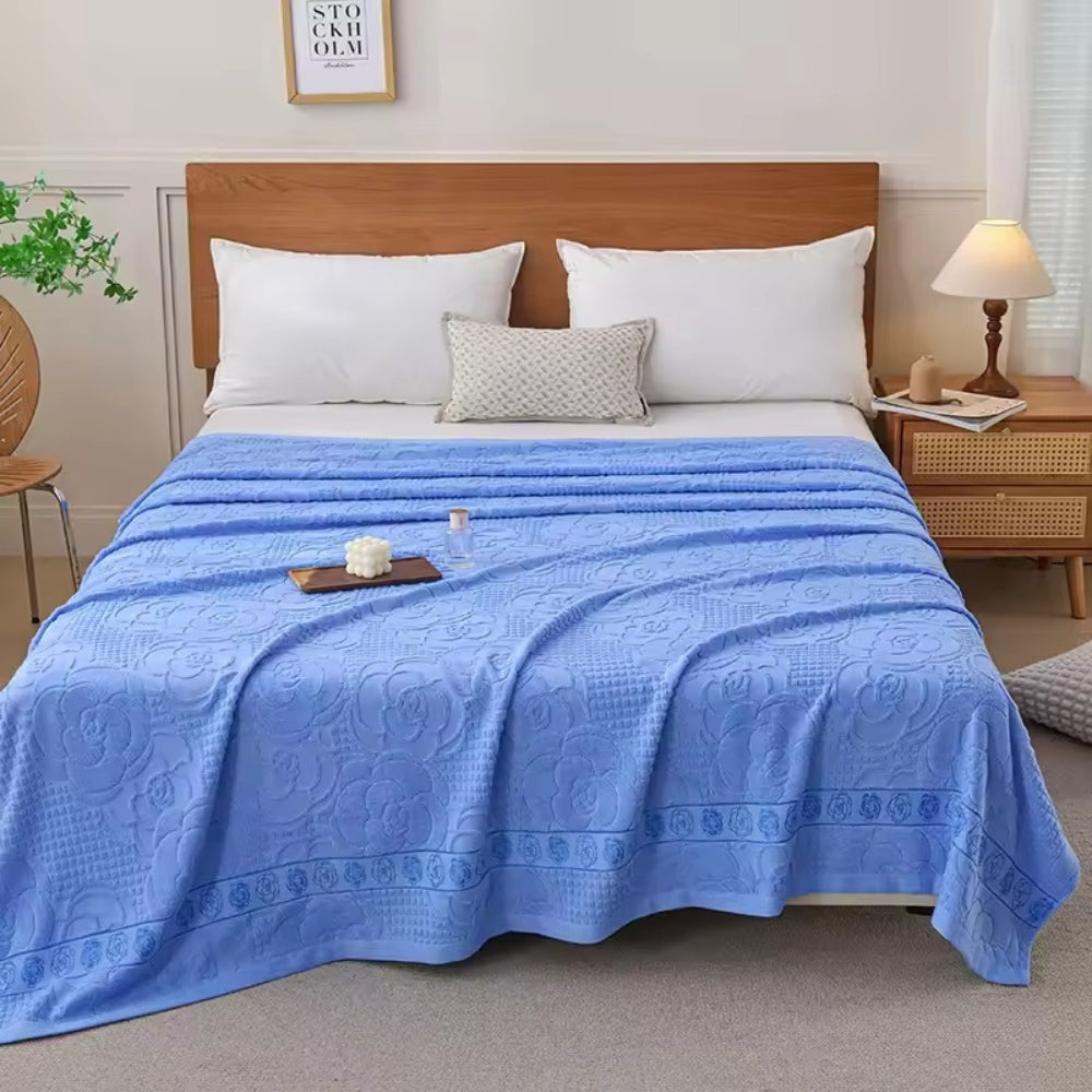 LoungeYard | Flora Terry Cotton Weave Blanket — product view 4