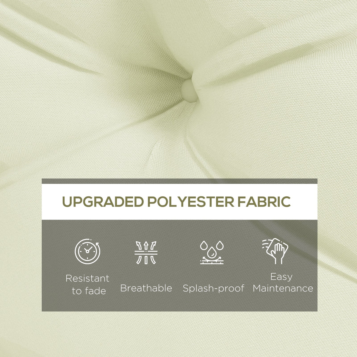 2-Seater 5" Thick Outdoor Seat Cushions with Back for Loveseat, Cream White — product view 6
