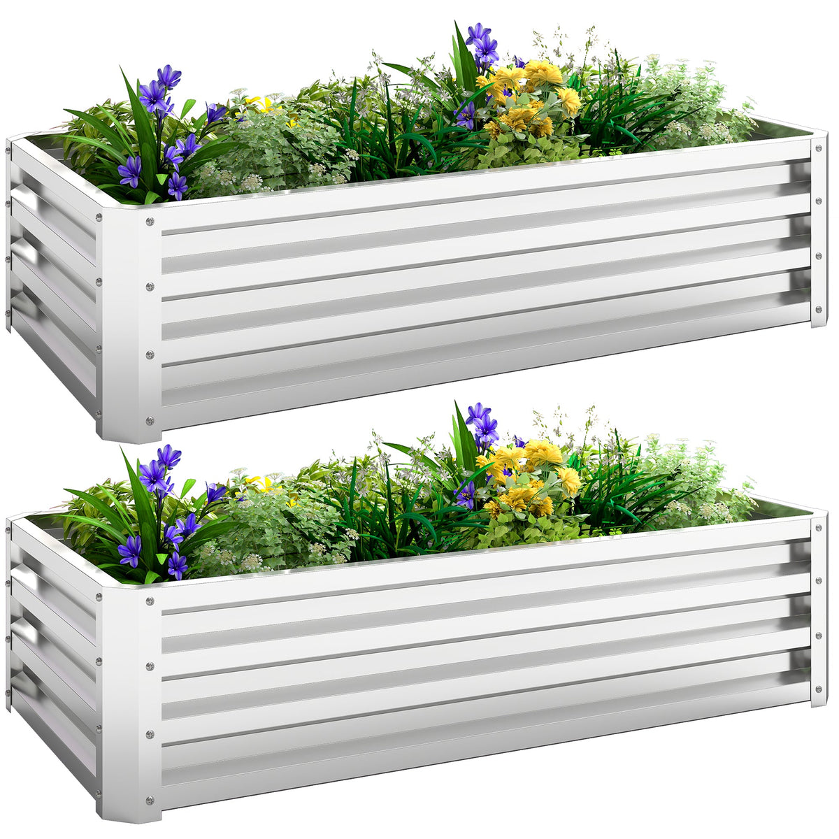 4' x 2' x 1' Galvanized Raised Garden Bed, Silver — product view 1