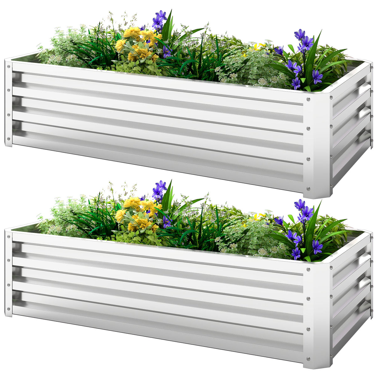 4' x 2' x 1' Galvanized Raised Garden Bed, Silver — product view 2