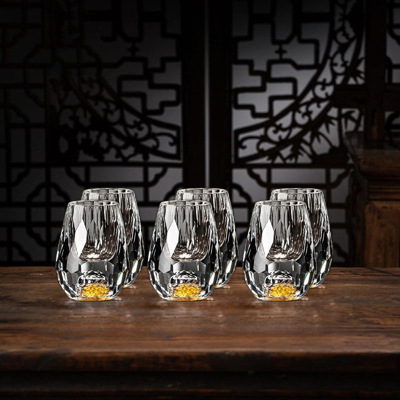Luxury crystal glasses with gold flakes - Handcrafted - Set of 2 - For whisky & premium drinks — product view 3