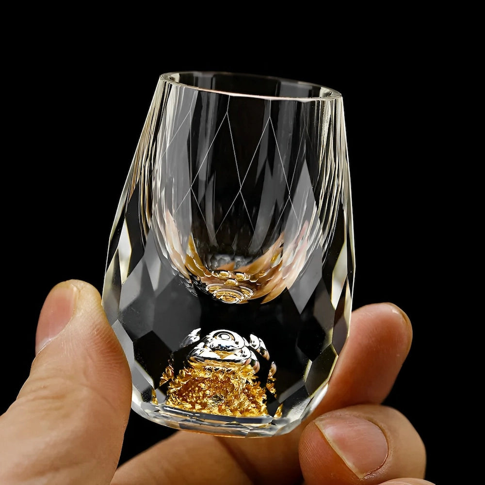 Luxury crystal glasses with gold flakes - Handcrafted - Set of 2 - For whisky & premium drinks — product view 1