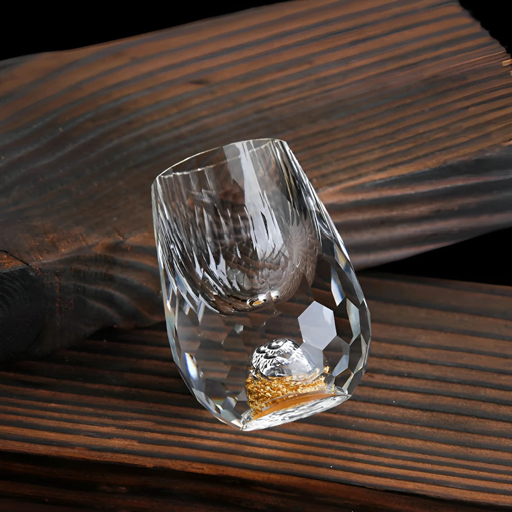 Luxury crystal glasses with gold flakes - Handcrafted - Set of 2 - For whisky & premium drinks — product view 4
