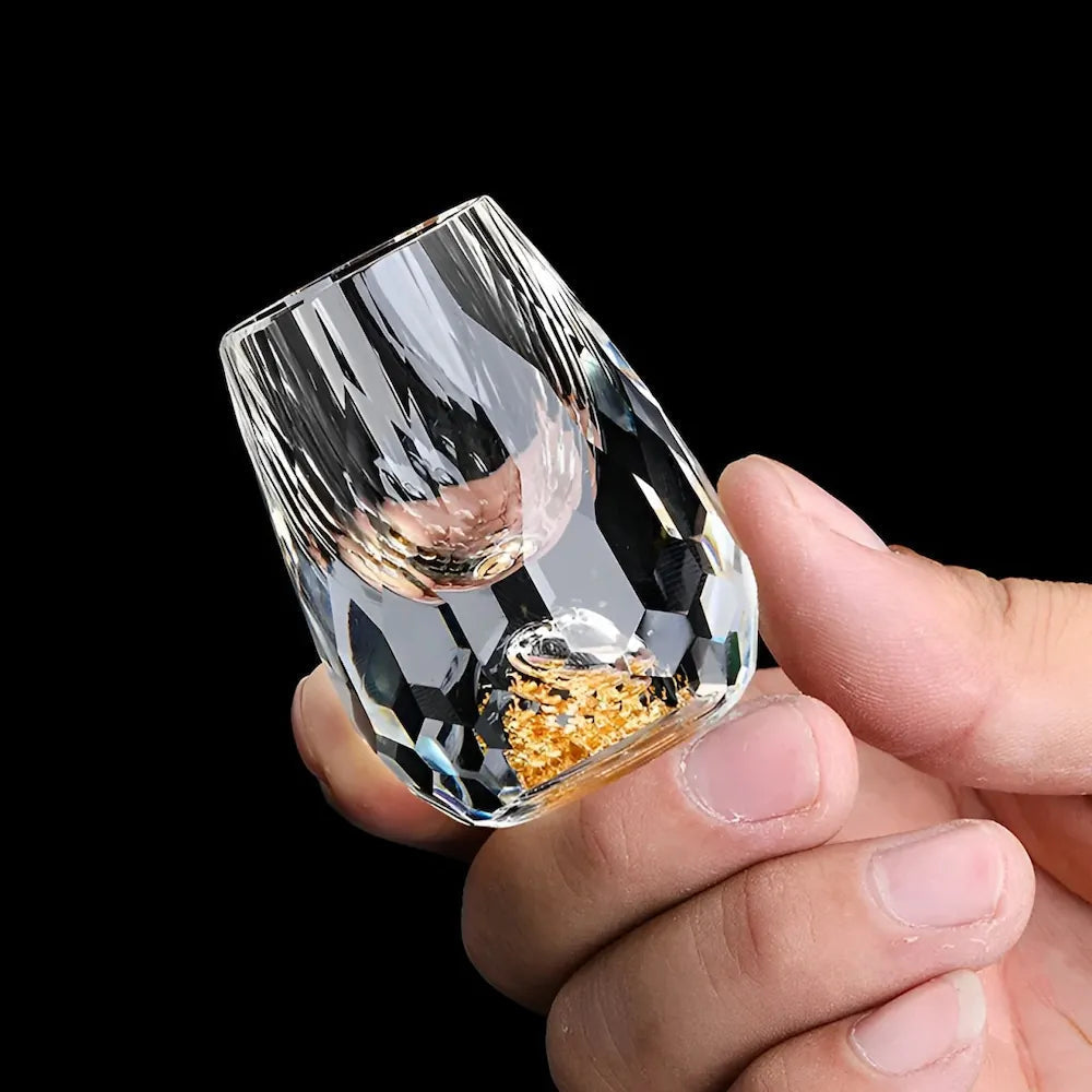 Luxury crystal glasses with gold flakes - Handcrafted - Set of 2 - For whisky & premium drinks — product view 2