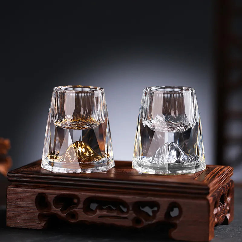 Luxury crystal glasses with gold flakes - Handcrafted - Set of 2 - For whisky & premium drinks — product view 5